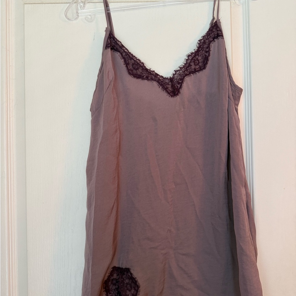 Urban Outfitters Mauve Slip Dress with Lace Trim